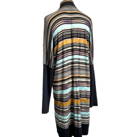 Vintage Missoni Colourful Striped Wool Blend Open Duster Cardigan - 14/L-XL 🇮🇹 - Picture 8 of 12